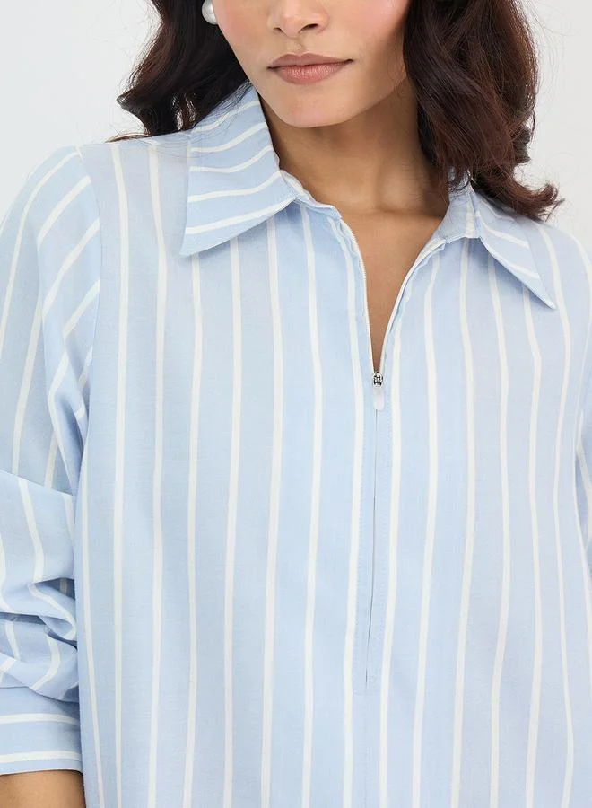 Femmella  Blue Striped Long Sleeve Shirt for Women | Best Price UAE