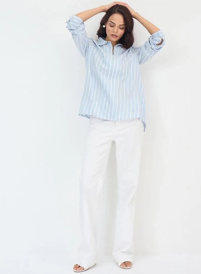 Femmella  Blue Striped Long Sleeve Shirt for Women | Best Price UAE