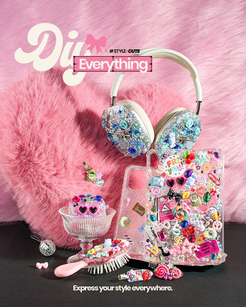 DoDoBeads 2250 Pcs Junk Case Charms Kit, Charms for Junk Cases, Phone Case Charms, Junk Case Kit with Big Charms, Bow Charms, Nail Charms, Letter Beads, Pink Charms,Junk Beads Charms - Image 3