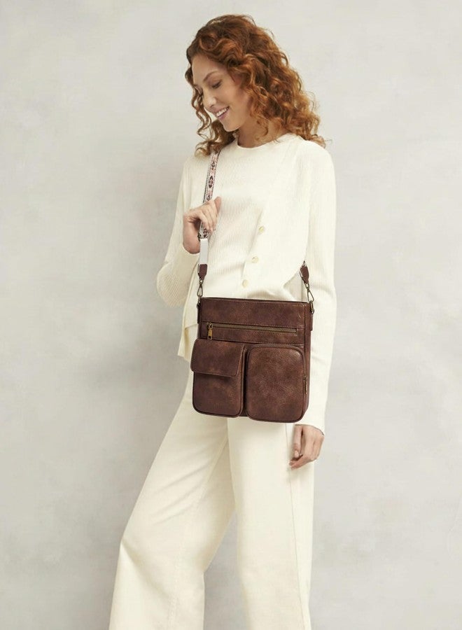 Yarnic Crossbody Bags for Women, Multi Pocket Crossbody Purse Vegan Leather Shoulder Handbags with Guitar Strap - Image 2