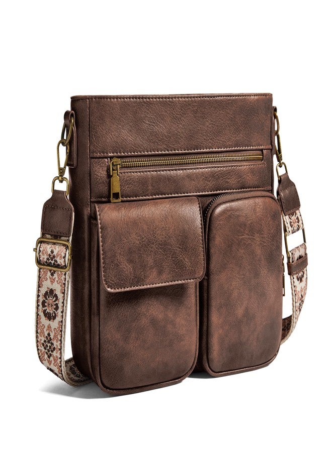 Yarnic Crossbody Bags for Women, Multi Pocket Crossbody Purse Vegan Leather Shoulder Handbags with Guitar Strap - Image 1