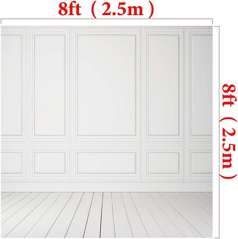 Kate 8x8ft White Grey Wall Photography Backdrop with Vintage Wood Floor - Image 5