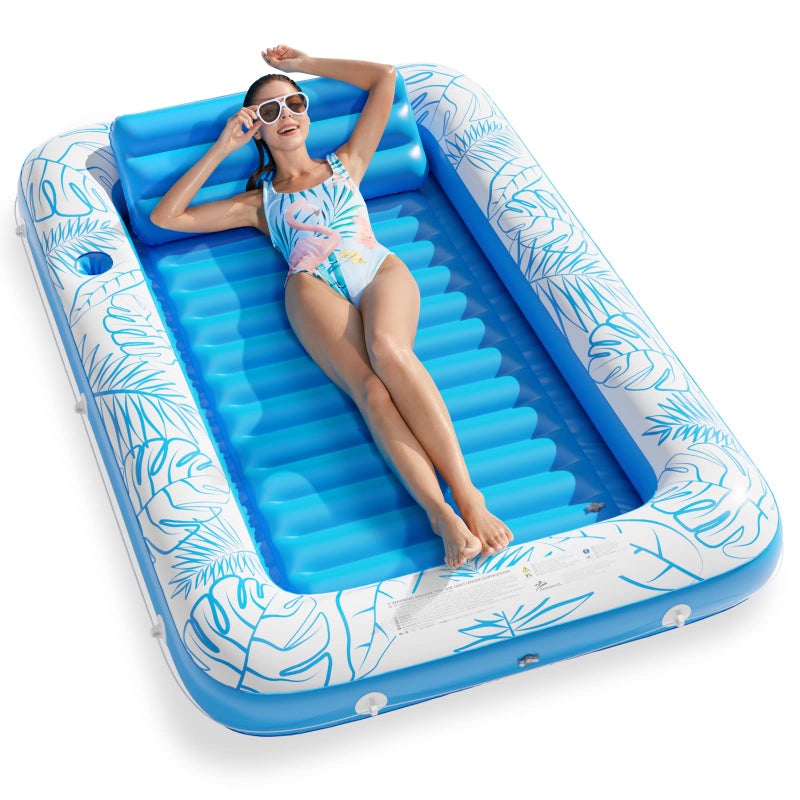 Jasonwell Inflatable Tanning Pool Lounger Float Jasonwell 4 in 1 Sun Tan Tub Sunbathing Pool Lounge Raft Floatie Toys Water Filled Tanning Bed Mat Pad for Adult Blow Up Kiddie Pool Kids Ball Pit Pool L - Image 2