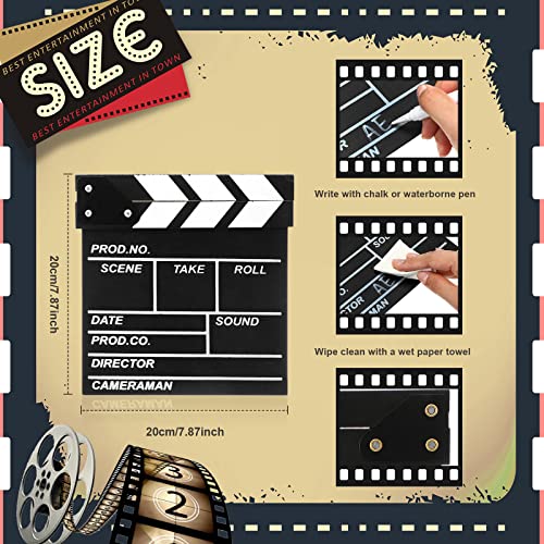 Tuanse 2 Pcs Movie Night Supplies Movie Theater Decor Film Clapper Board Accessory and Marquee Light LED Star Sign Props for Moving Night Decorations Party Supplies - Image 3