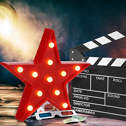 Tuanse 2 Pcs Movie Night Supplies Movie Theater Decor Film Clapper Board Accessory and Marquee Light LED Star Sign Props for Moving Night Decorations Party Supplies - Image 4