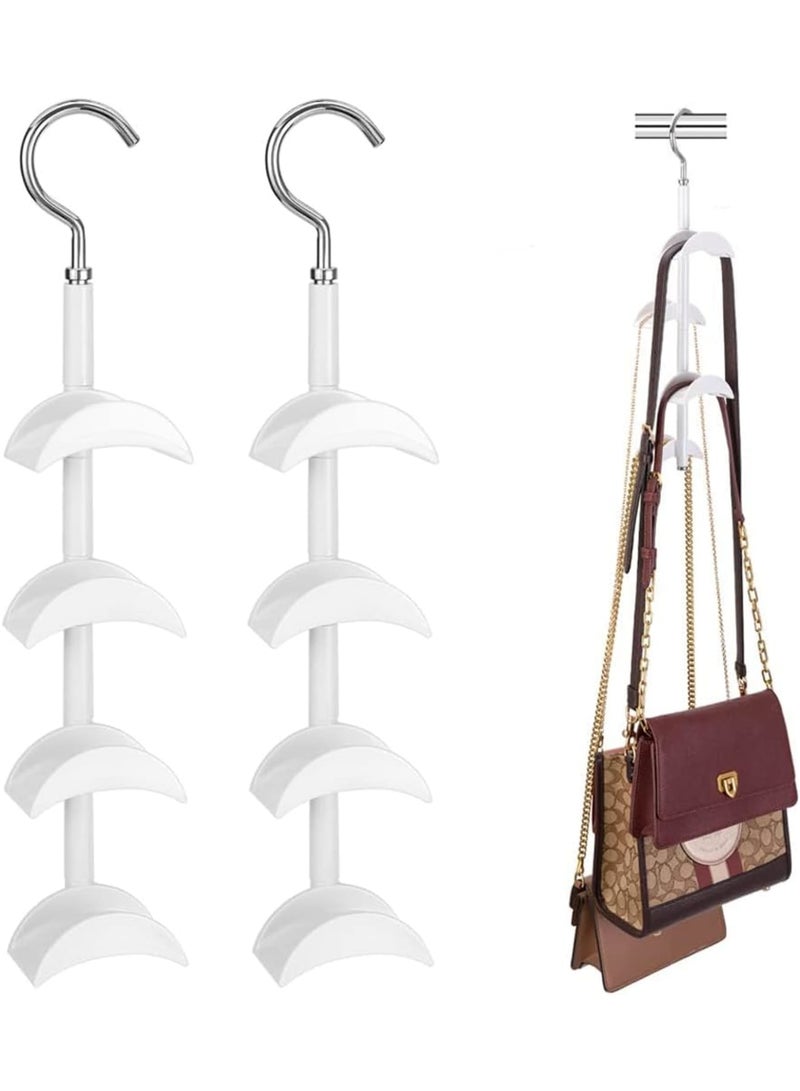Cobest Purse Hanger for Closet - Rotating Handbag Hanging Hook Bag Storage Space Saver with 4 Hooks, Hanging Organizer for Scarf Handbag Belt - Image 1