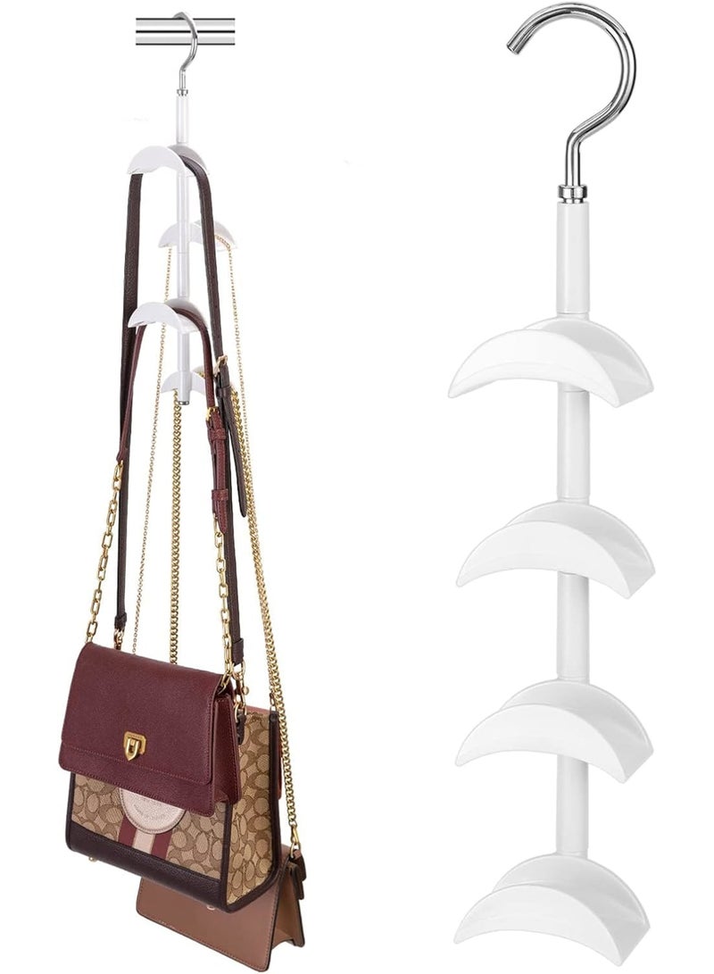 Cobest Purse Hanger for Closet - Rotating Handbag Hanging Hook Bag Storage Space Saver with 4 Hooks, Hanging Organizer for Scarf Handbag Belt - Image 2