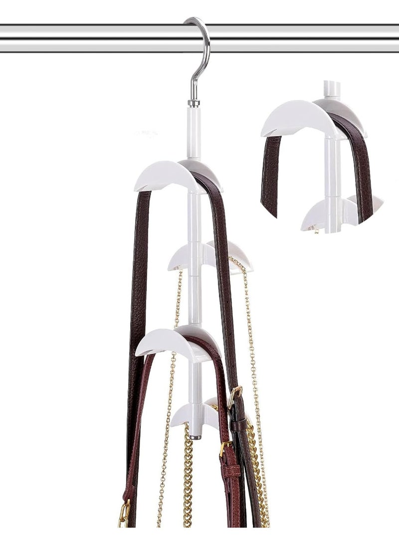 Cobest Purse Hanger for Closet - Rotating Handbag Hanging Hook Bag Storage Space Saver with 4 Hooks, Hanging Organizer for Scarf Handbag Belt - Image 5