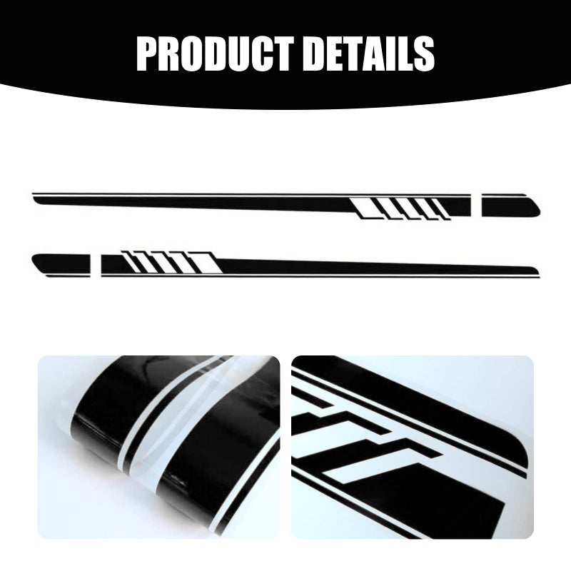 Tesnaao Pack-2 Car Side Body Decals, 4.52" x 88.58" Waterproof PVC Vehicle DIY Decorative Stickers, Universal Automotive Creative Stripe for Truck SUV Racing Car Motorcycle Bike (Black) - Image 4