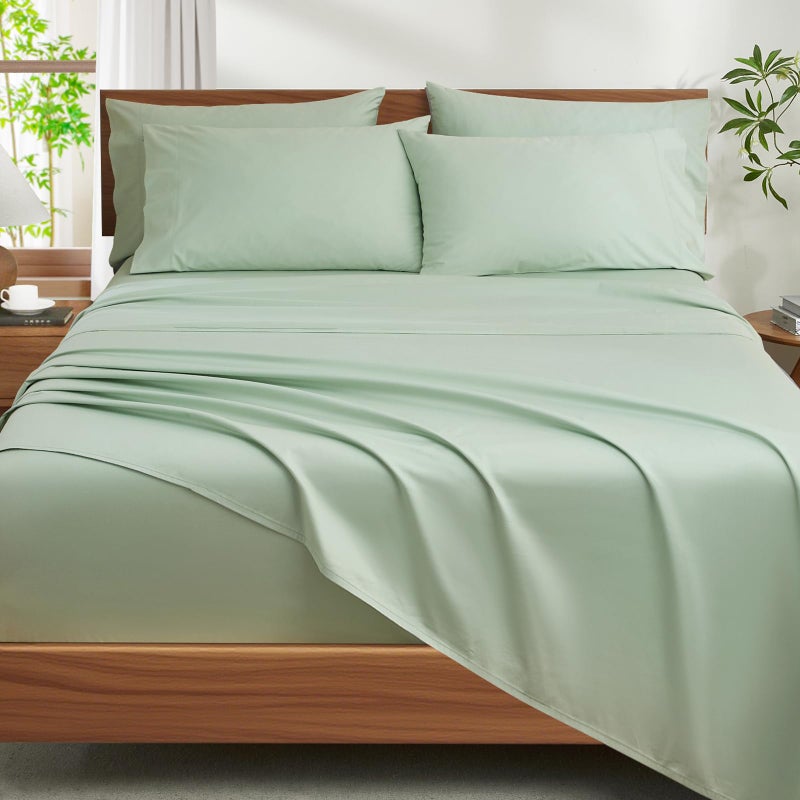 Ivellow 100 Egyptian Cotton King Size Sheets Set 1200 Thread Count 6 PC 18 Deep Pocket King SheetsLuxury Cotton Bed Sheets Soft Breathable Sage Green Cooling Sheet Sets Hotel Quality Bedding - Image 2
