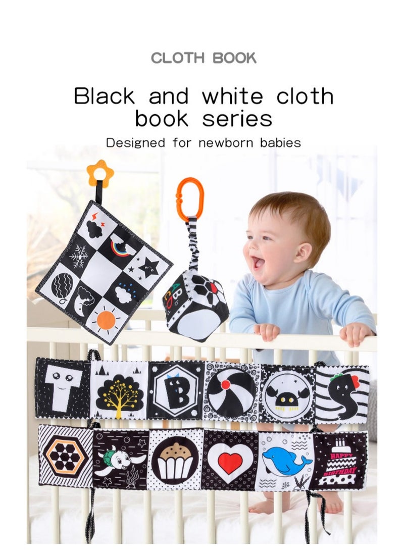 3 Pcs Black and White High Contrast Baby Toys, Montessori Toys for Babies Sensory Soft Book for Early Education - Image 5