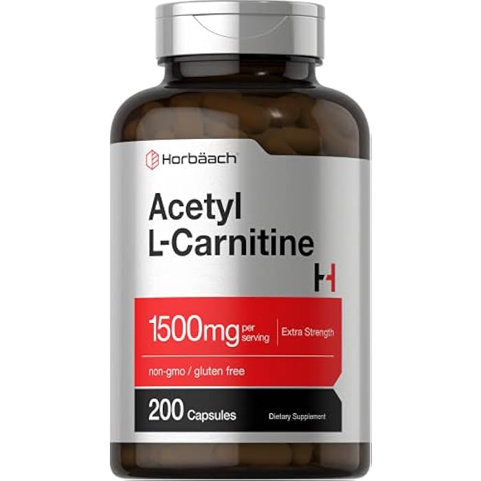 Horbäach Acetyl L-Carnitine 1500mg | 200 Capsules | Extra Strength Supplement | Non-GMO & Gluten Free - Image 1