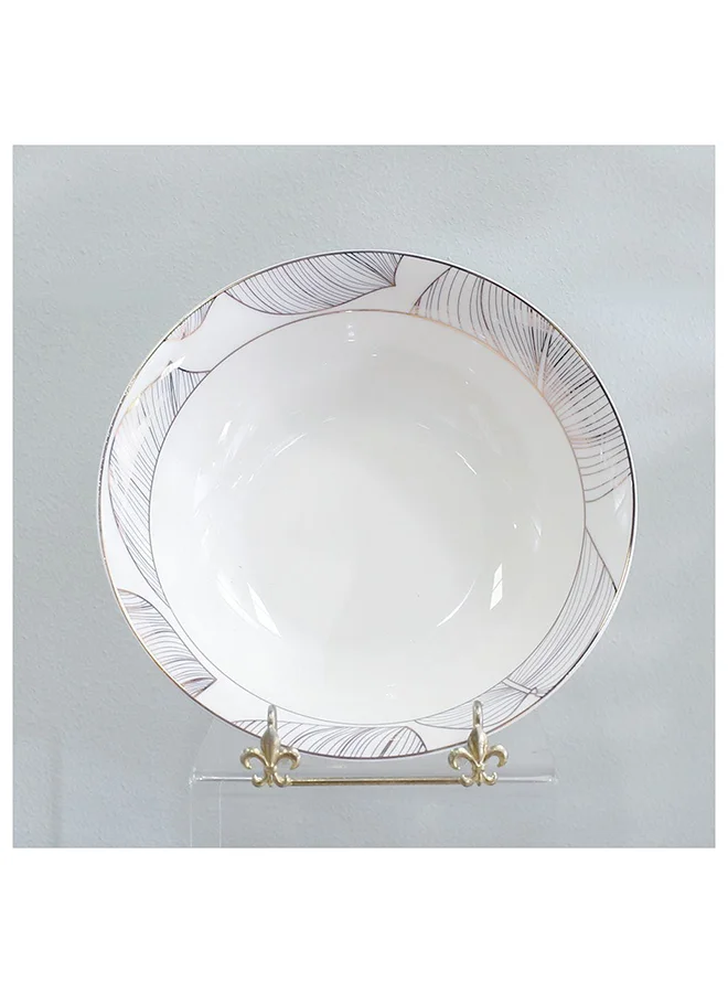 DANUBE HOME Larson 32 Piece New Bone China Dinner Set Includes Dinner Plate Soup Plate Bowls Cups Saucers For Kitchen And Dining Room Serve 6 Gold