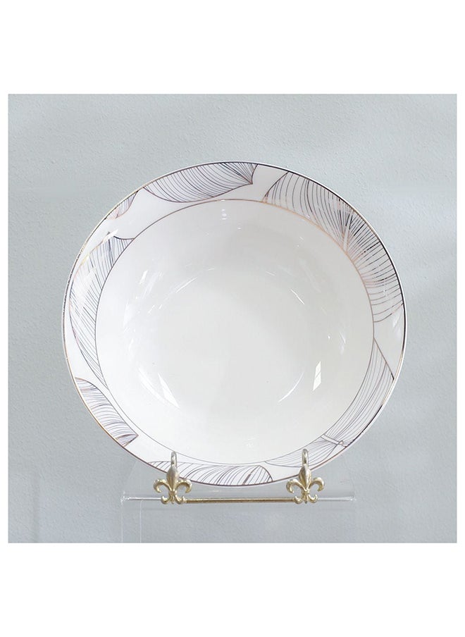 DANUBE HOME Larson 32 Piece New Bone China Dinner Set Includes Dinner Plate Soup Plate Bowls Cups Saucers For Kitchen And Dining Room Serve 6 Gold  - Image 3