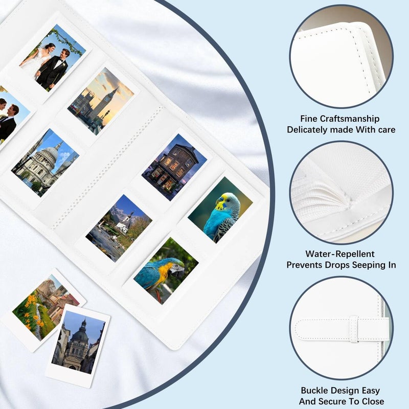 Veicevol 256 Pockets Photo Album for Fujifilm Instax Mini Camera, Polaroid Camera, Leather Cover, Photo Album for Instax Mini 12 11 9 40 41 99 8 EVO LIPLAY Instant Camera, 2x3 Photo Albums for Christmas, White - Image 5