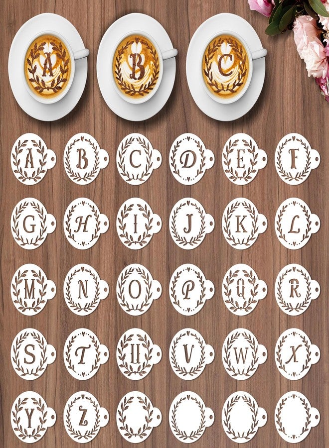 Keluna Coffee Latte Art Stencils - 30 Pcs Letters Alphabet Baking Stencils for Coffee Latte Art Sour Dough Bread Cake Cookie Decorating - Image 1