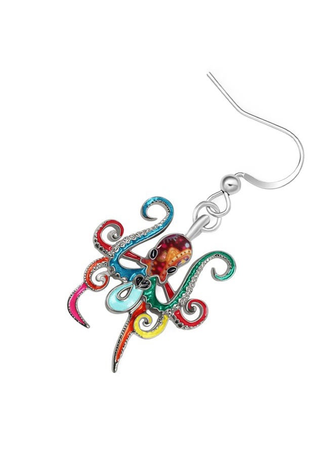 Newei Cute Enamel Whale Octopus Jellyfish Shark Earrings Dangle Jewelry for Women Sea Animals Gifts (Multi Octopus) - Image 4