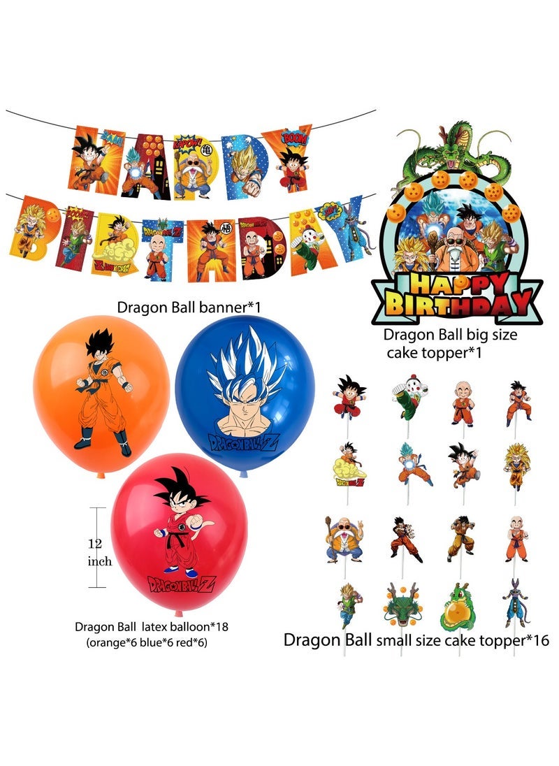 Dragon Ball Balloon Garland Set with Happy Birthday Banner,Cake Topper,Perfect for Graduation Baby Shower Birthday Bachelorette Party Backdrop Decoration,Suitable for Indoor and Outdoor - Image 2