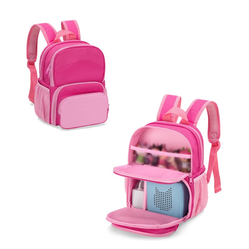 LoDrid Backpack Compatible with Tonie Box 21 Carrying Case with Multiple Pockets for Headphones Charger and Accessories Storage Bag for Audio Player Starter Set Rose Red Patented Design - Image 2