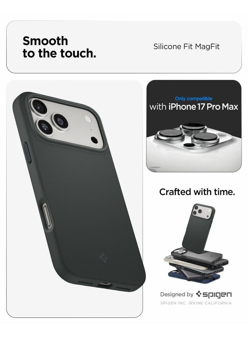 Spigen Silicone Fit MagFit for iPhone 17 Pro Max MagSafe Case Cover - Abyss Green - Image 2