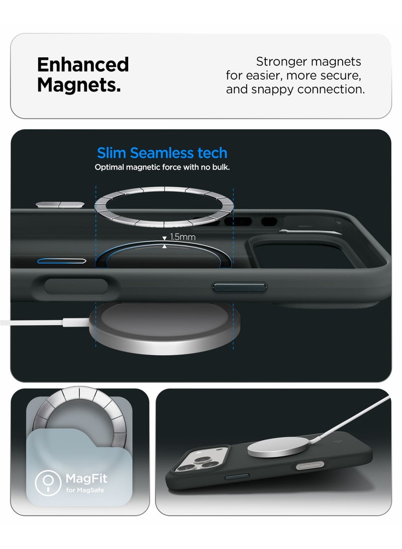 Spigen Silicone Fit MagFit for iPhone 17 Pro Max MagSafe Case Cover - Abyss Green - Image 5