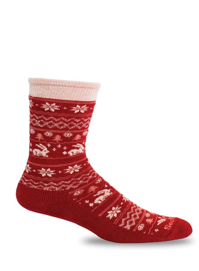 Sockwell Women's Folksy Fairisle Essential Comfort Crew Sock, Ruby - M/L - Image 1