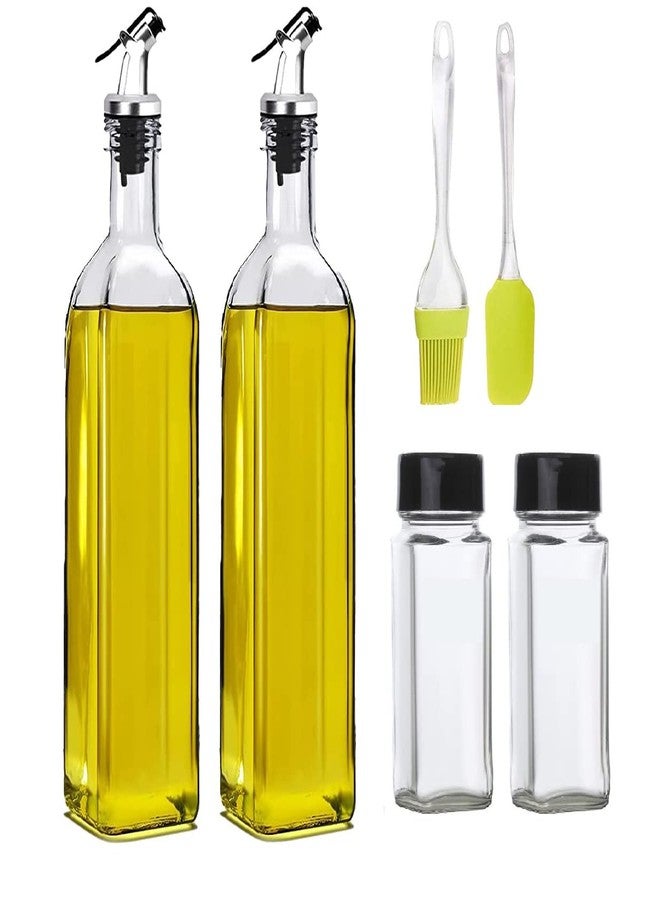 CYNFLEES Oil Dispenser 1000 ml Bottle Set of 2, Spice jar Set of 2, Spatula and Oil Brush, Transparent, (Pack of 6) - Image 1