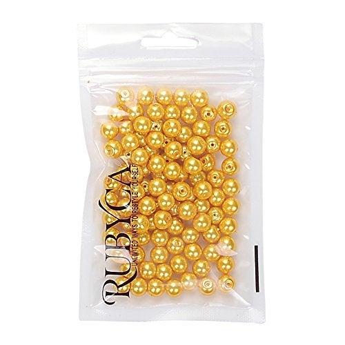 RUBYCA 200Pcs Czech Tiny Satin Luster Glass Pearl Round Beads Beading Jewelry Making 6mm Dark Gold - Image 2
