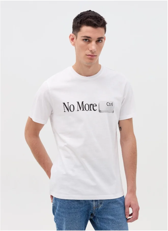 Ovs Cotton T-shirt with ''No More Ctrlâ€ print