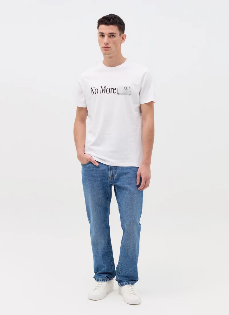 او في اس Cotton T-shirt with ''No More Ctrlâ€ print