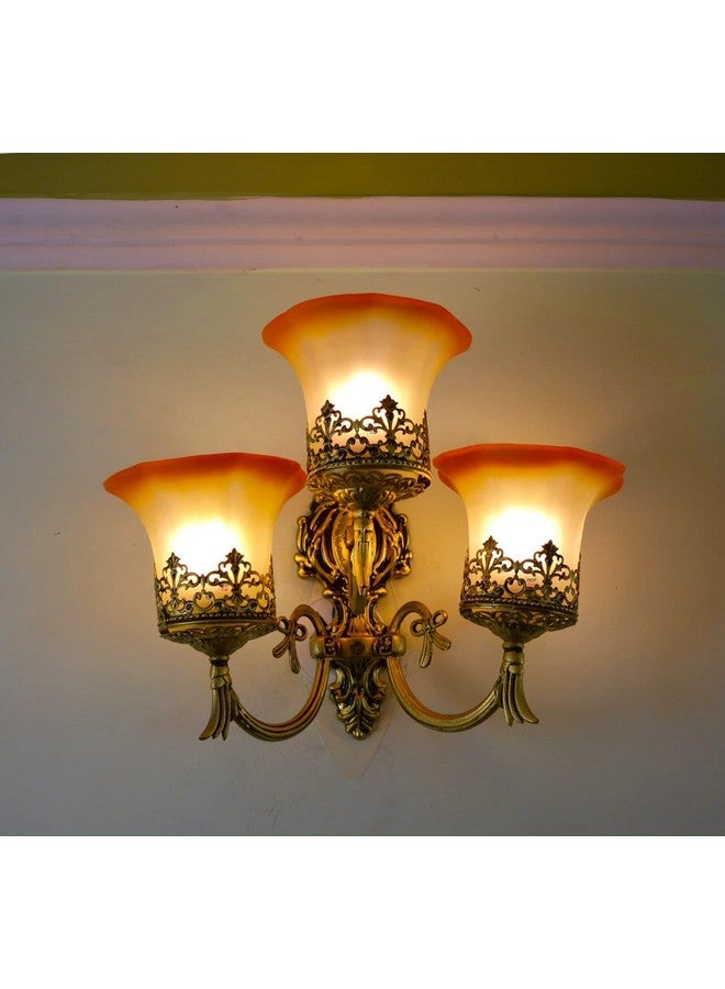 SINOMAN مصباح حائط ثلاثي الزجاج بتصميم عتيق معدني ذهبي مستورد من SINOMAN لغرفة النوم، غرفة المعيشة، المطبخ، الحانات، المراكز التجارية، بجانب السرير، شرفة ديكور المنزل (بدون لمبة) - Image 1