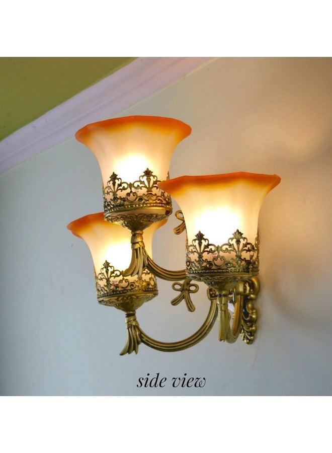 SINOMAN مصباح حائط ثلاثي الزجاج بتصميم عتيق معدني ذهبي مستورد من SINOMAN لغرفة النوم، غرفة المعيشة، المطبخ، الحانات، المراكز التجارية، بجانب السرير، شرفة ديكور المنزل (بدون لمبة) - Image 5