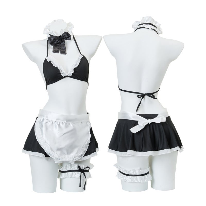 Women's Maid-Inspired Fashion Sleepwear Set with Cutout Design and Comfortable Fit