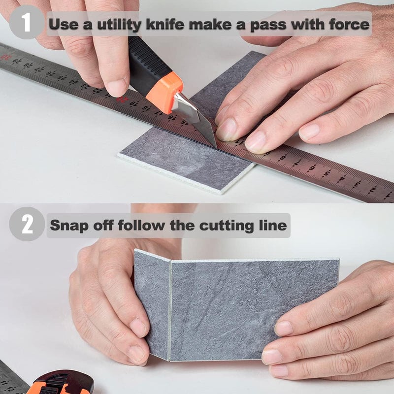 AULIGET 100 Piece Faux Stone Backsplash Peel and Stick PVC Tile, 3" x 6" Dark Grey Slate with White Grout Stick on Tiles for Backsplash Kitchen, Bathroom, Laundry Room, Camper, Fireplace - Image 4