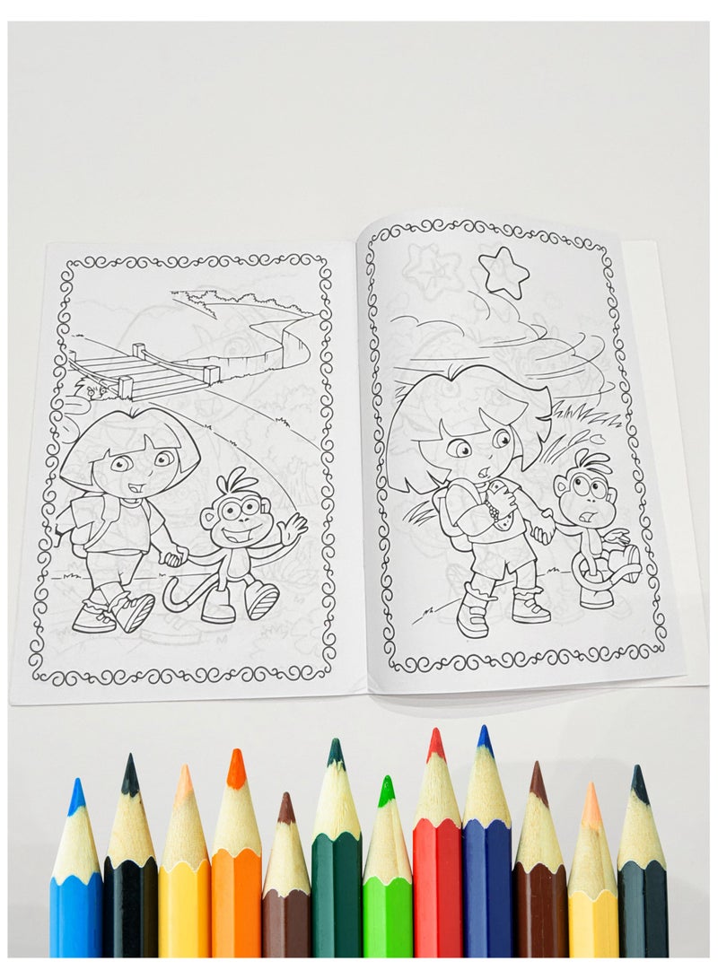 نكلوديون دفتر تلوين دورا ، دفتر تعليم التلوين للأطفال ، دفتر تلوين لشخصية دورا المستكشفة ، كتاب تلوين Dora The Explorer ، هدية لطفل , دفتر تلوين دورا بتصميم جديد رائع ، هدايا و توزيعات اطفال ، دفتر تلوين للأطفال، كتب تلوين ، دفتر تلوين لمساعدة الأطفال على التلوين و الرسم، دفاتر تلوين، دفتر للتلوين بالألوان الخشبية و الشمعية، عدد دفتر تلوين واحد - Image 2