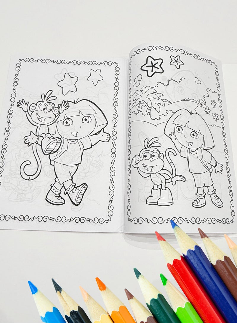 نكلوديون دفتر تلوين دورا ، دفتر تعليم التلوين للأطفال ، دفتر تلوين لشخصية دورا المستكشفة ، كتاب تلوين Dora The Explorer ، هدية لطفل , دفتر تلوين دورا بتصميم جديد رائع ، هدايا و توزيعات اطفال ، دفتر تلوين للأطفال، كتب تلوين ، دفتر تلوين لمساعدة الأطفال على التلوين و الرسم، دفاتر تلوين، دفتر للتلوين بالألوان الخشبية و الشمعية، عدد دفتر تلوين واحد - Image 3