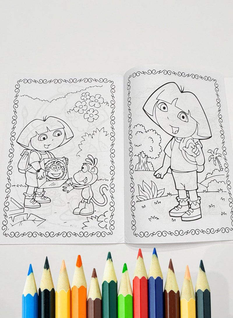 نكلوديون دفتر تلوين دورا ، دفتر تعليم التلوين للأطفال ، دفتر تلوين لشخصية دورا المستكشفة ، كتاب تلوين Dora The Explorer ، هدية لطفل , دفتر تلوين دورا بتصميم جديد رائع ، هدايا و توزيعات اطفال ، دفتر تلوين للأطفال، كتب تلوين ، دفتر تلوين لمساعدة الأطفال على التلوين و الرسم، دفاتر تلوين، دفتر للتلوين بالألوان الخشبية و الشمعية، عدد دفتر تلوين واحد - Image 4