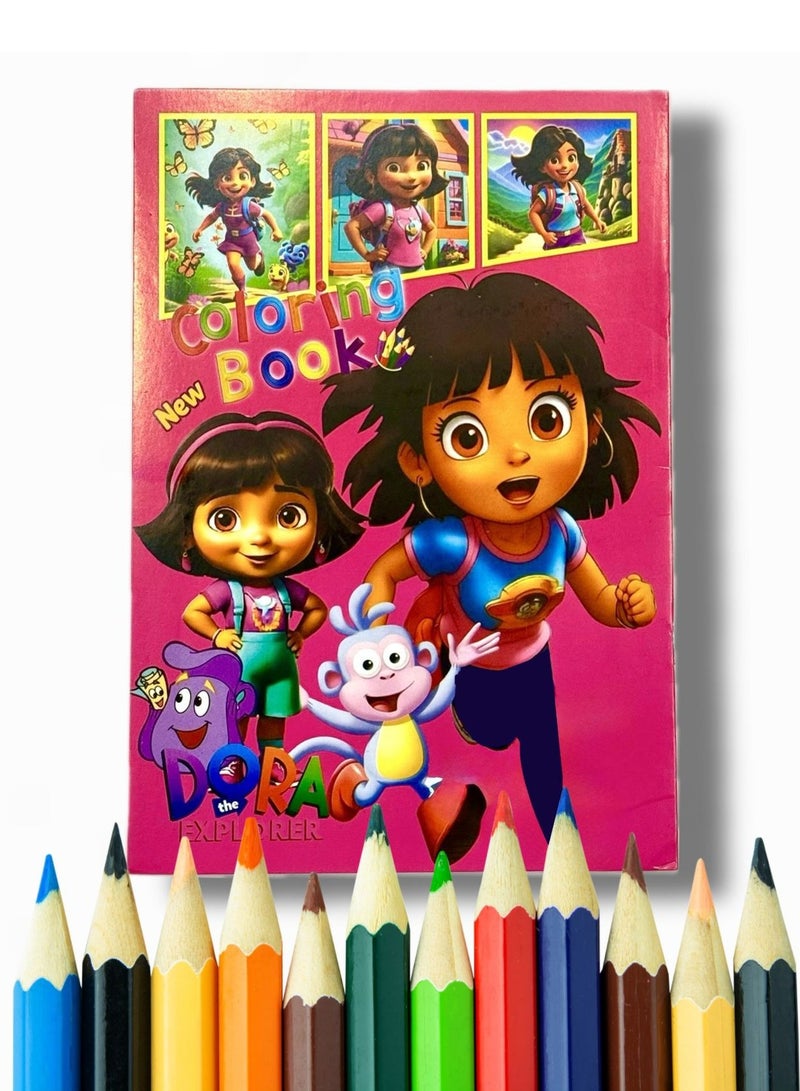 نكلوديون دفتر تلوين دورا ، دفتر تعليم التلوين للأطفال ، دفتر تلوين لشخصية دورا المستكشفة ، كتاب تلوين Dora The Explorer ، هدية لطفل , دفتر تلوين دورا بتصميم جديد رائع ، هدايا و توزيعات اطفال ، دفتر تلوين للأطفال، كتب تلوين ، دفتر تلوين لمساعدة الأطفال على التلوين و الرسم، دفاتر تلوين، دفتر للتلوين بالألوان الخشبية و الشمعية، عدد دفتر تلوين واحد - Image 1