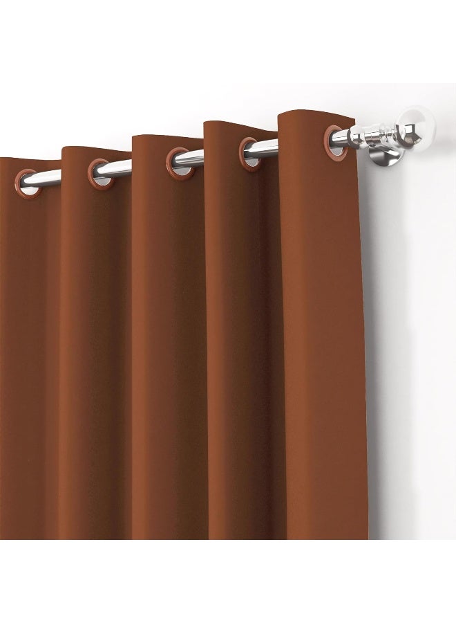 Story@Home Blackout Curtains Window - 5 Feet Faux Silk Curtains, Brown, Pack of 2 - Image 2