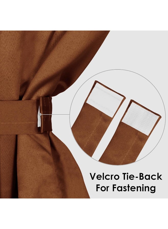 Story@Home Blackout Curtains Window - 5 Feet Faux Silk Curtains, Brown, Pack of 2 - Image 3