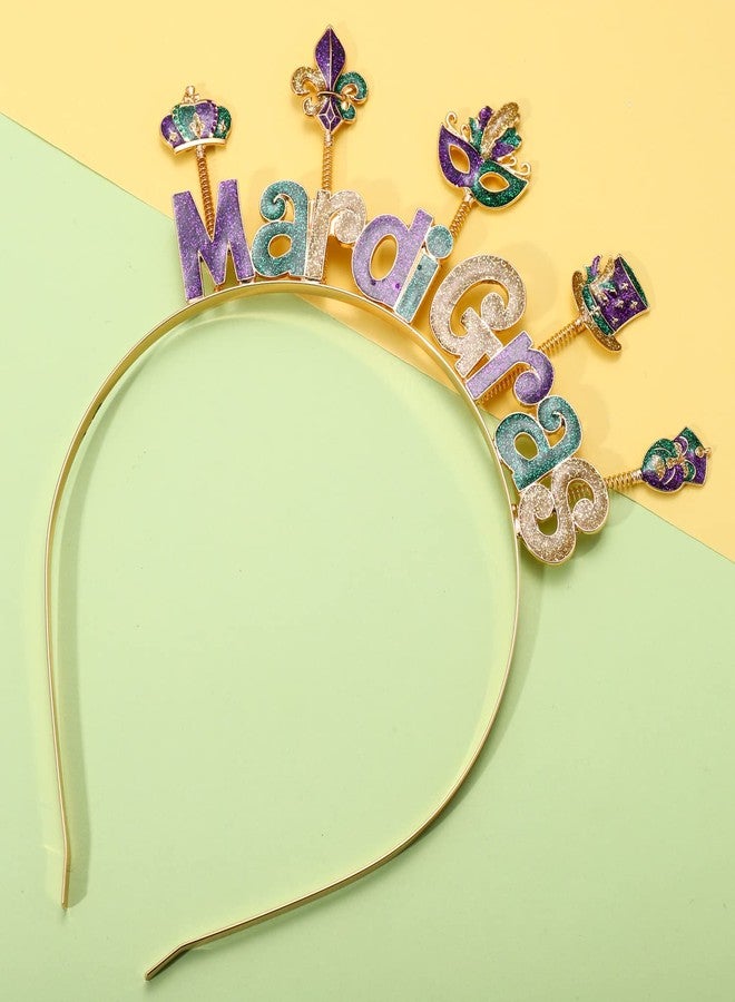 PHALIN Mardi Gras Headband for Women Fleur De Lis Mask Hairband Rhinestone Fat Tuesday Headband Carnival Parade Party Favors - Image 5