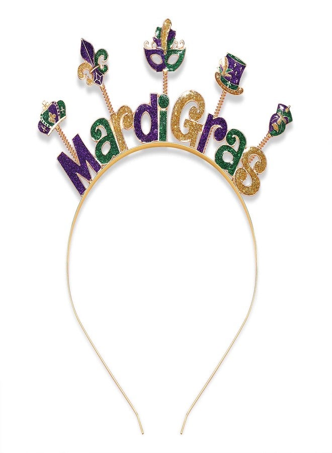PHALIN Mardi Gras Headband for Women Fleur De Lis Mask Hairband Rhinestone Fat Tuesday Headband Carnival Parade Party Favors - Image 1