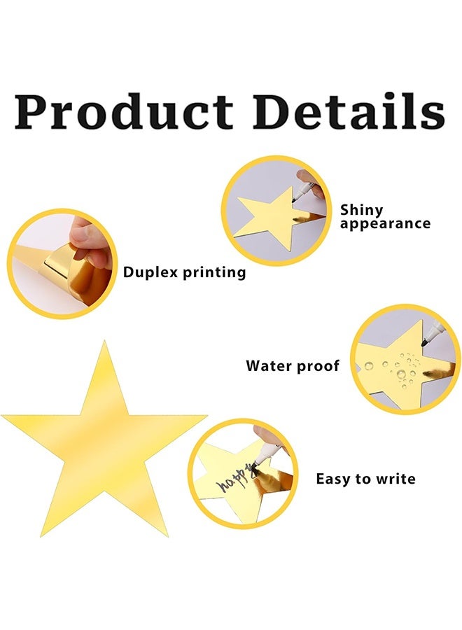 40 Pieces Large Gold Card Stars 6 Inch Gold Star Cutouts Double Printed Star Paper Glitter Star Cutouts Paper Star Confetti Cutouts for Wedding Party Christmas Classroom Bulletin Board Supplies - Image 3
