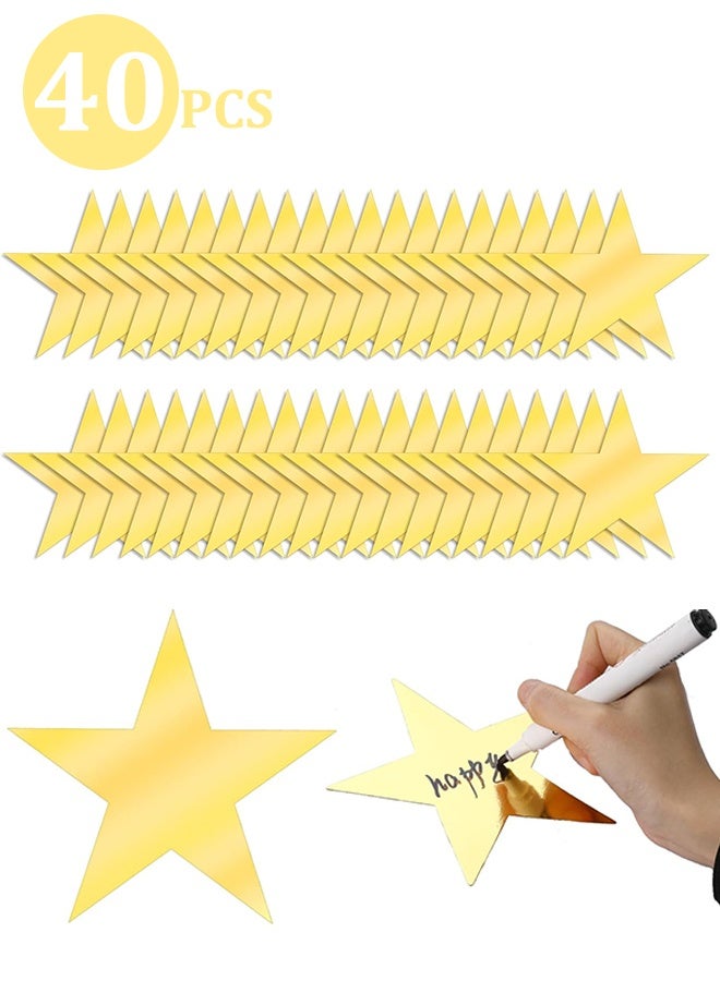 40 Pieces Large Gold Card Stars 6 Inch Gold Star Cutouts Double Printed Star Paper Glitter Star Cutouts Paper Star Confetti Cutouts for Wedding Party Christmas Classroom Bulletin Board Supplies - Image 1