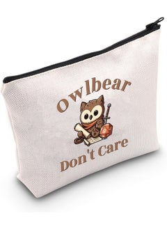 WCGXKO WCGXKO BG3 Gift for Dungeon Game Masters Owlbear Don't Care Zipper Pouch Makeup Bag (B-Owlbear), beige 