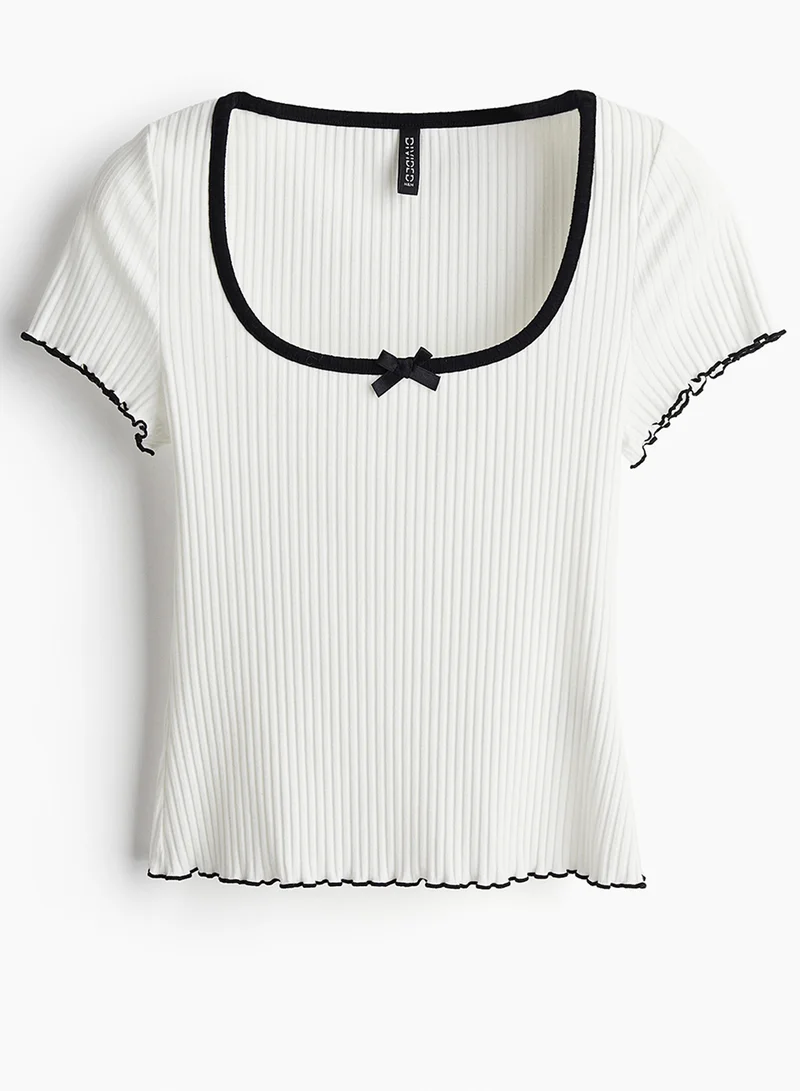 اتش اند ام Overlock-Detail Ribbed Top