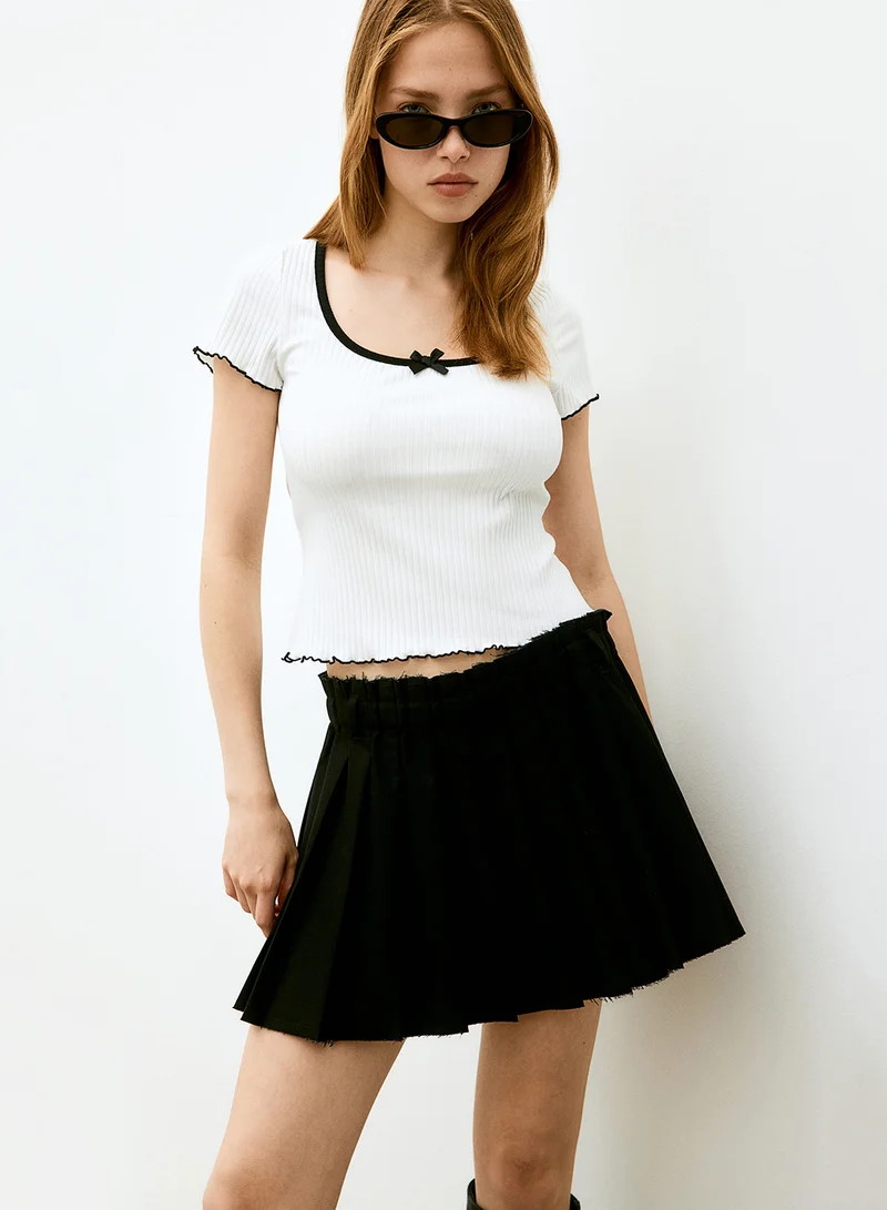 اتش اند ام Overlock-Detail Ribbed Top