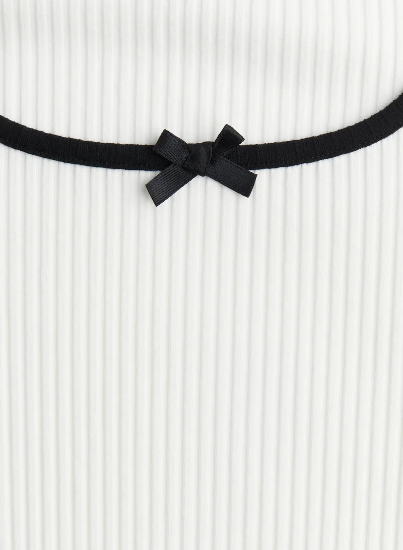 اتش اند ام Overlock-Detail Ribbed Top