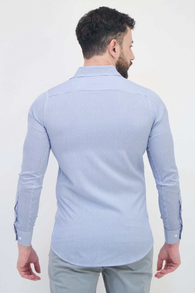 Scotch & Soda Men Modern Fit Kinetic Print Long Sleeve Dress Shirt,  Multicolor - Image 3