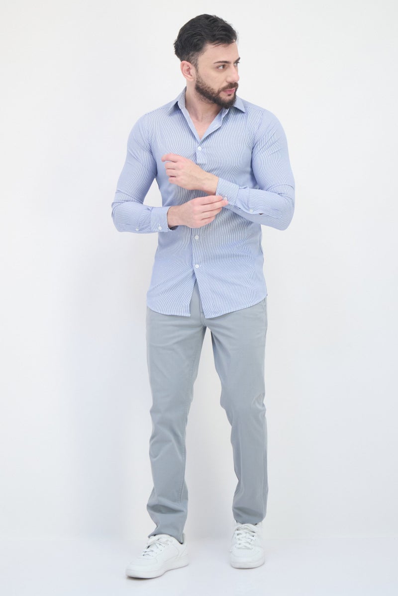 Scotch & Soda Men Modern Fit Kinetic Print Long Sleeve Dress Shirt,  Multicolor - Image 4